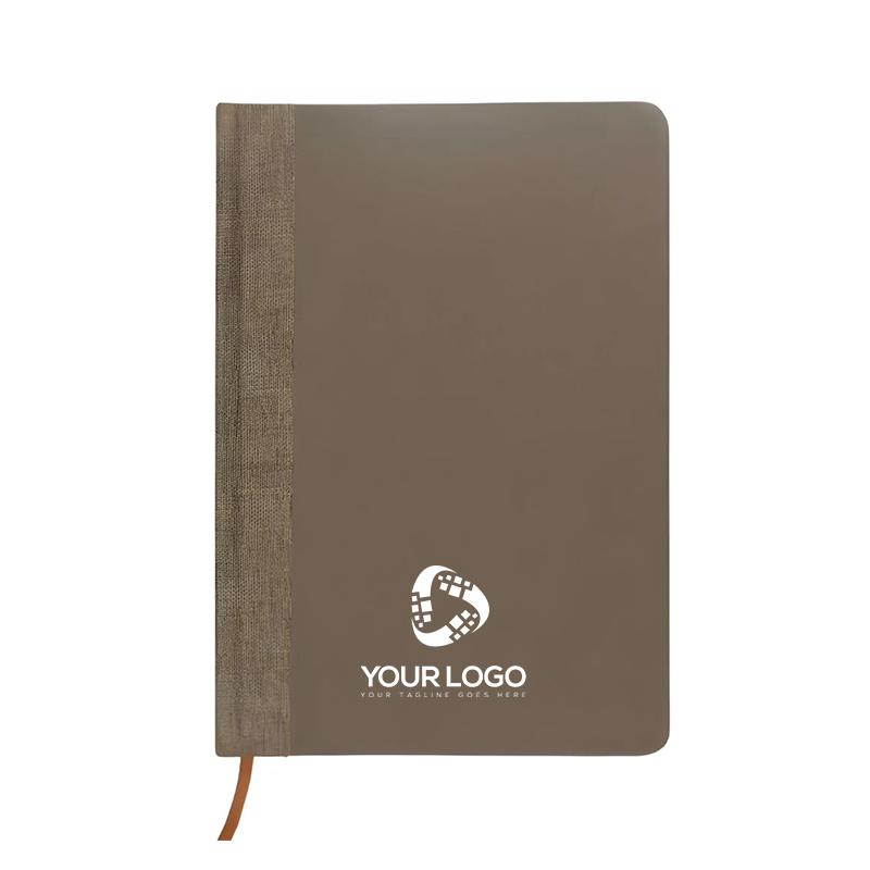 A5 Size Hard Cover Notebook In Coffee Viber Material  With Logo